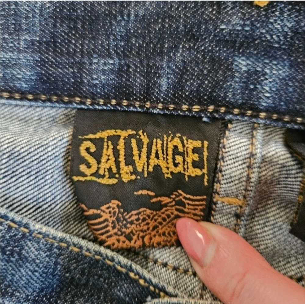 Salvage Distressed Straight Jeans Size 36x33 In Dark Blue - Picture 2 of 8